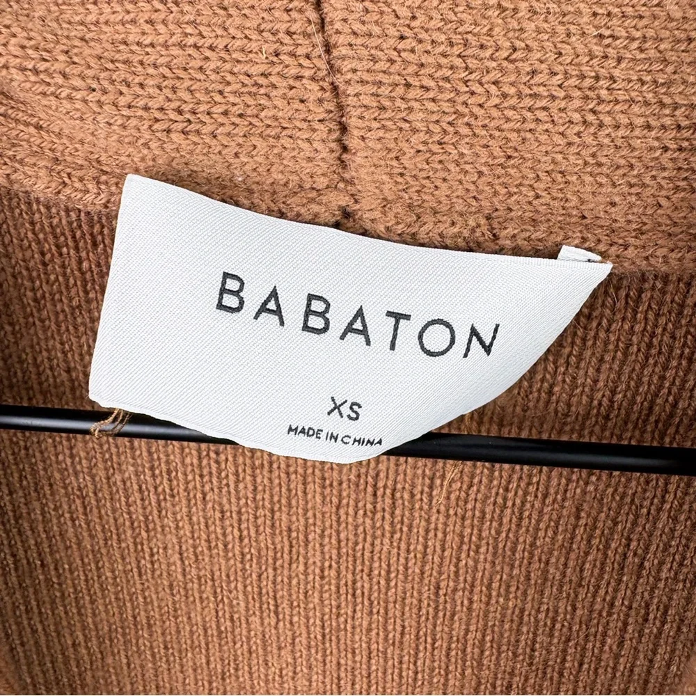 Aritzia Babaton Beekman Wool Cashmere Open Front Cardigan Sweater Tan Brown XS